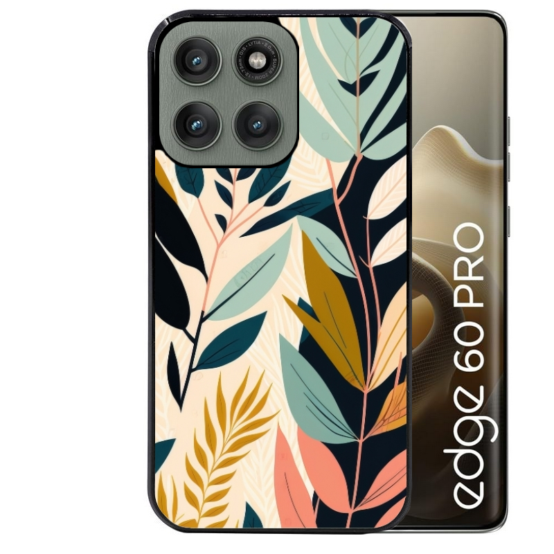 Coque noire taperso pour Moto Edge 60 et Neo Fusion Pro avec motif vintage et fleur protection antichoc personnalisée