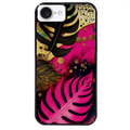 Coque noire taperso pour Iphone 16 16E PLUS MAX PRO avec motif tropical rose et des fleurs protection antichoc personnalisée