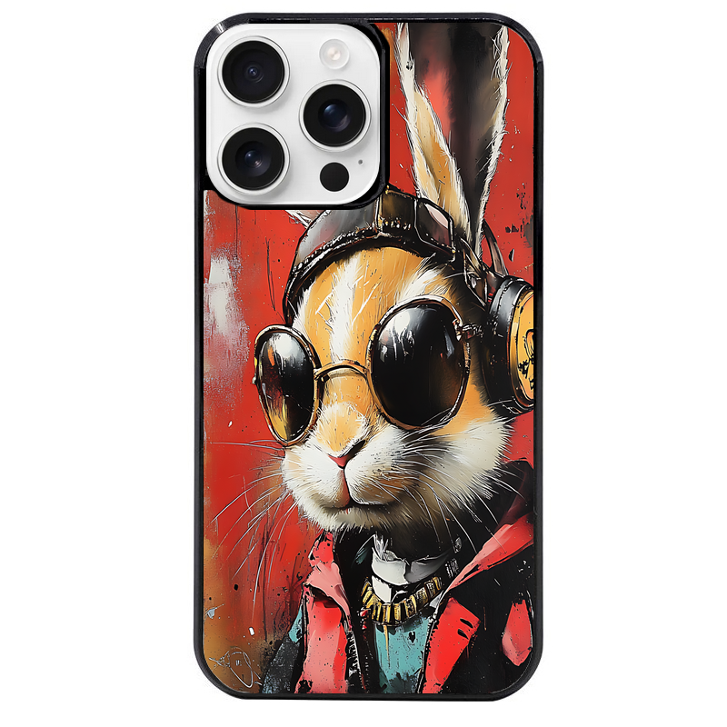 Coque noire taperso pour Iphone 16 16E PLUS MAX PRO avec motif lapin tag protection antichoc personnalisée
