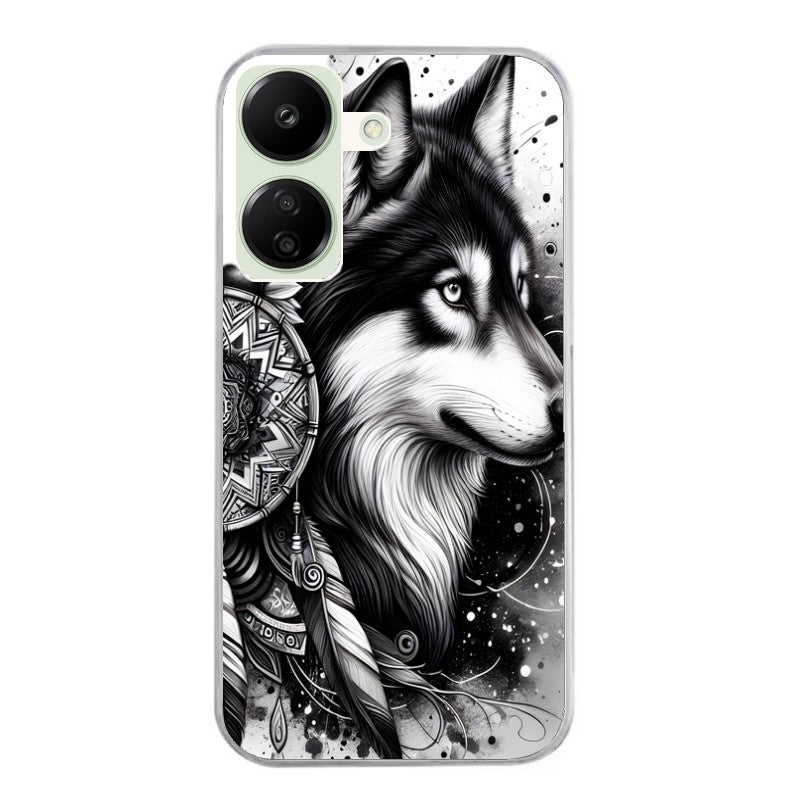 Coque taperso pour POCO C65 4G avec motif loup dreamcatcher protection antichoc personnalisée