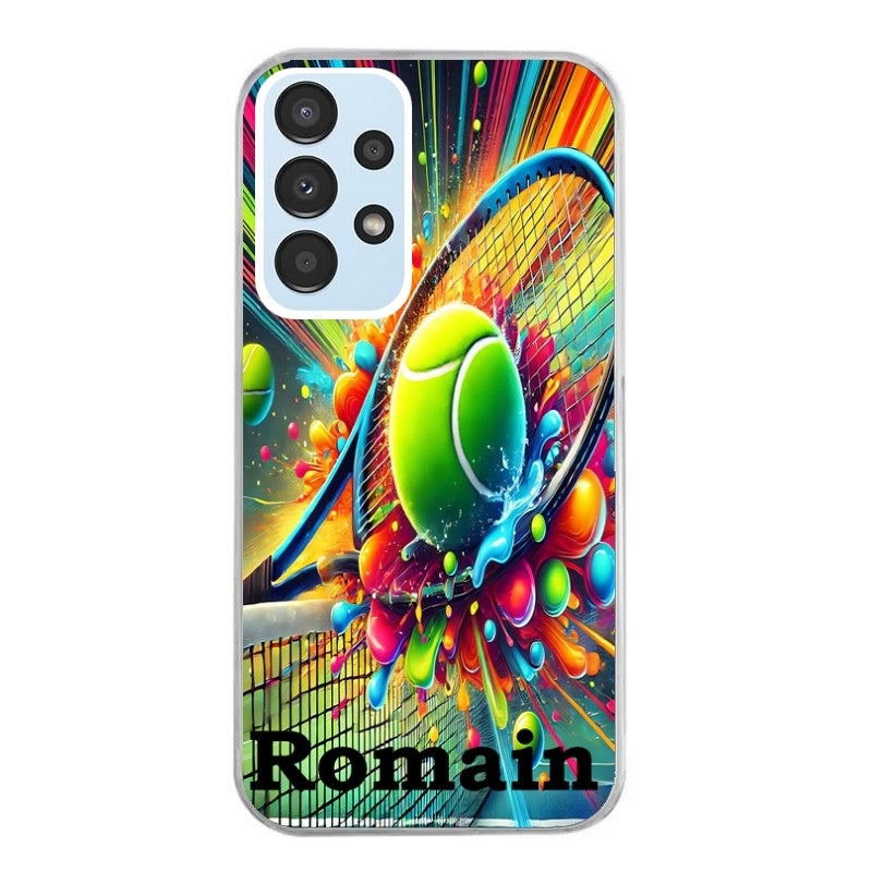 Coque taperso pour Galaxy A13 4G et 5G A23 A53 avec motif tennis color personnalisee protection antichoc personnalisée