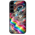 Coque noire taperso pour galaxy A06 A16 A26 A36 A56 avec motif marbre arc en ciel protection antichoc personnalisée