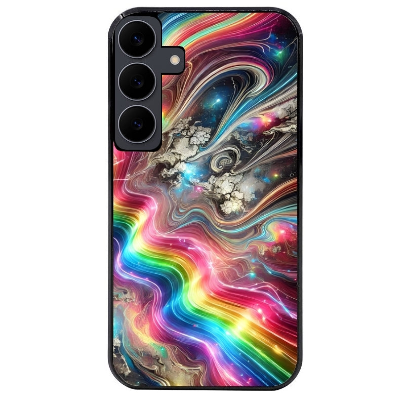 Coque noire taperso pour galaxy A06 A16 A26 A36 A56 avec motif marbre arc en ciel protection antichoc personnalisée