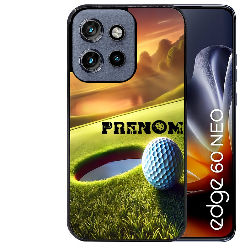Coque noire taperso pour Moto Edge 60 et Neo Fusion Pro avec motif golf personnalisee protection antichoc personnalisée