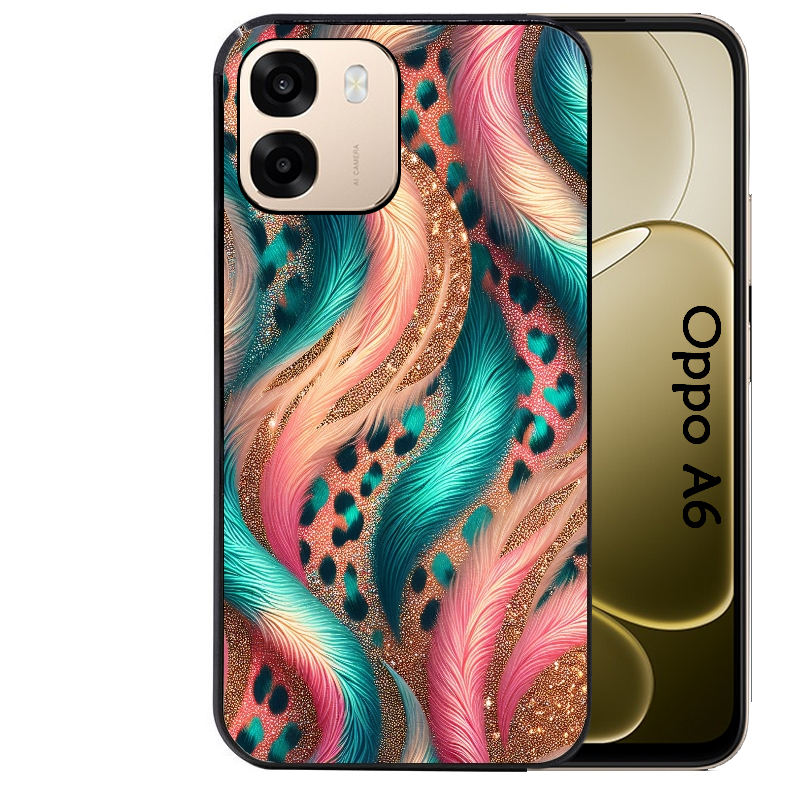 Coque noire taperso pour OPPO A6 A6X 4G et 5G avec motif effet fourrure leopard 2 protection antichoc personnalisée
