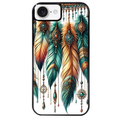 Coque noire taperso pour Iphone 16 16E PLUS MAX PRO avec motif plumes et bijoux protection antichoc personnalisée