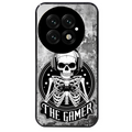 Coque noire taperso pour OnePlus 13 avec motif tete de mort gamer beton protection antichoc personnalisée