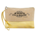 Pochette personnalisée maîtresse la meilleure en jute et doré en jute et doré
