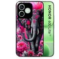 Coque noire pour Honor 600 LITE avec motif elephant et fleurs protection antichoc personnalisée