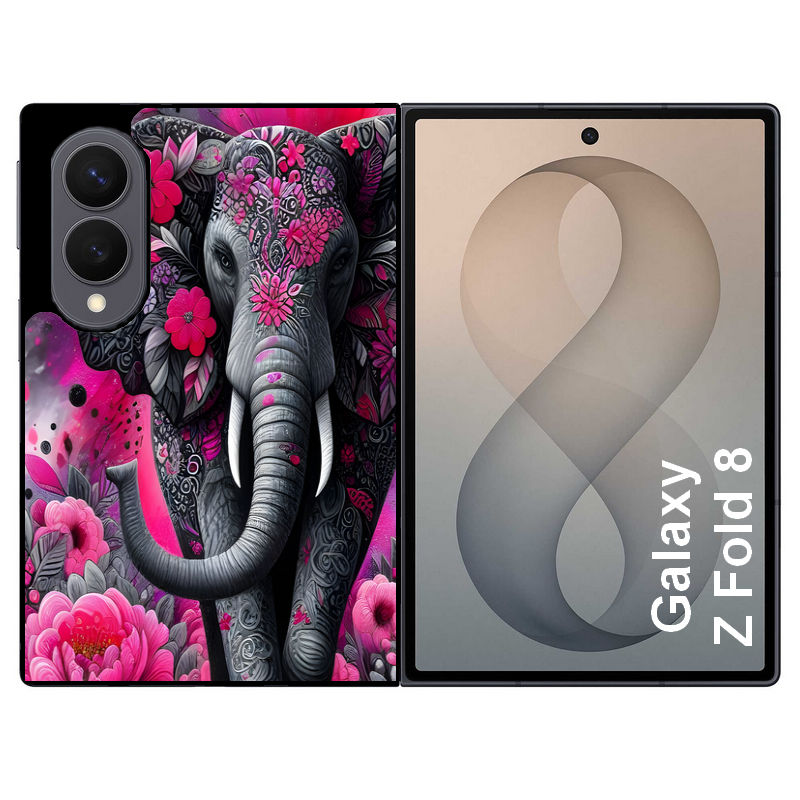 Coque pour Z FOLD 8 elephant et fleurs