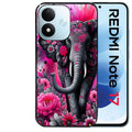 Coque pour Redmi Note 17 et PRO 4G 5G Max elephant et fleurs