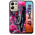 Coque pour Redmi 17 et 17C 4G 5G elephant et fleurs