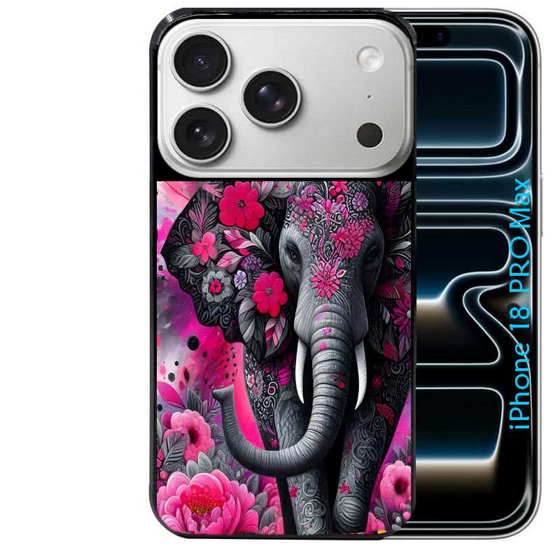 Coque pour Iphone 18 / PRO / PRO MAX / 18E elephant et fleurs
