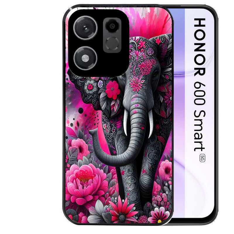Coque pour Honor 600 SMART elephant et fleurs