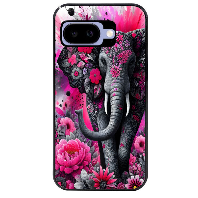 Coque pour Pixel 8A 9A 10A elephant et fleurs