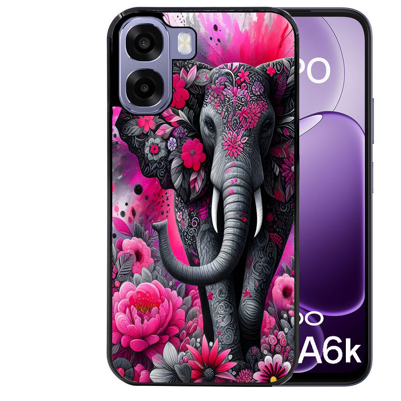 Coque pour Oppo A6 A6 A6K elephant et fleurs