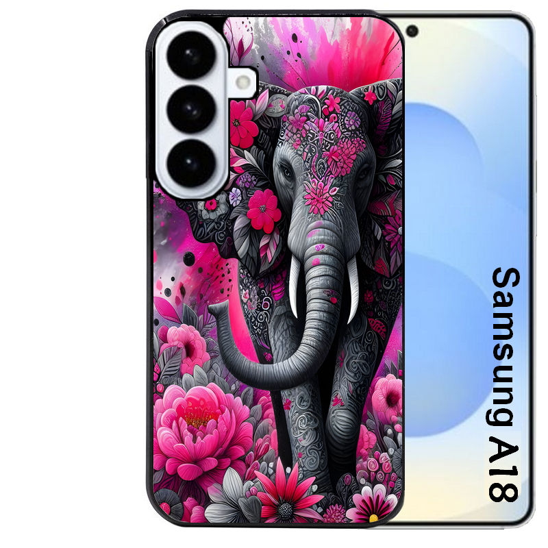 Coque pour Galaxy A08 A18 A28 A38 A58 elephant et fleurs