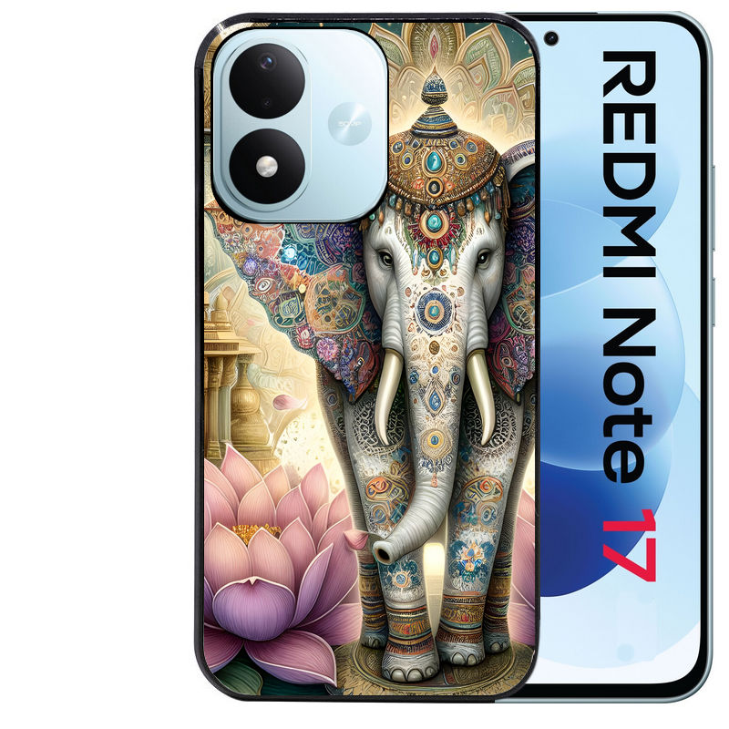 Coque pour Redmi Note 17 et PRO 4G 5G Max elephant et lotus