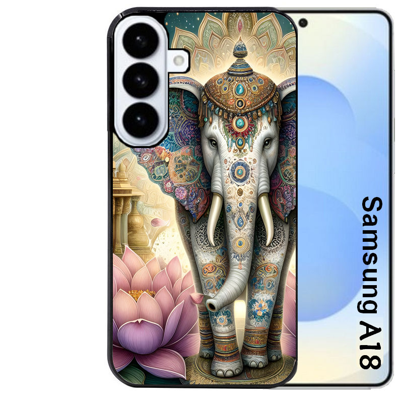 Coque pour Galaxy A08 A18 A28 A38 A58 elephant et lotus