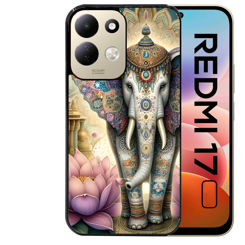 Coque pour Redmi 17 et 17C 4G 5G elephant et lotus