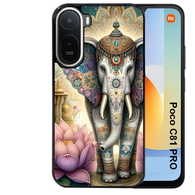 Coque pour POCO C81 PRO elephant et lotus