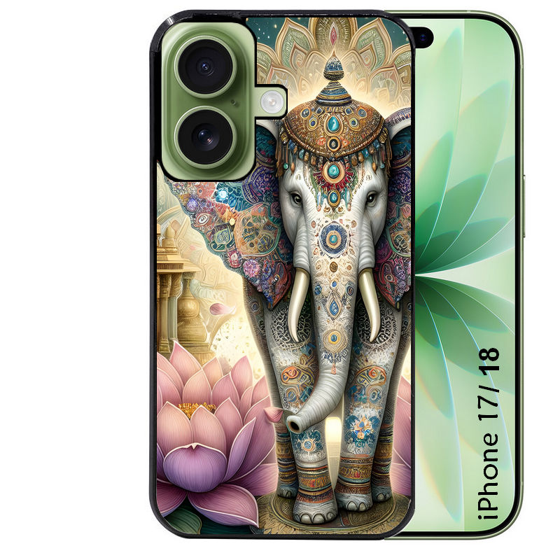 Coque pour Iphone 18 / PRO / PRO MAX / 18E elephant et lotus