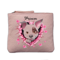 Porte monnaie personnalisé motif chien mignon rose clair en feutrine en feutrine