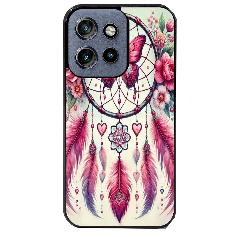 Coque noire taperso pour Moto Edge 60 et Neo Fusion Pro avec motif dreamcatcher et papillon protection antichoc personnalisée