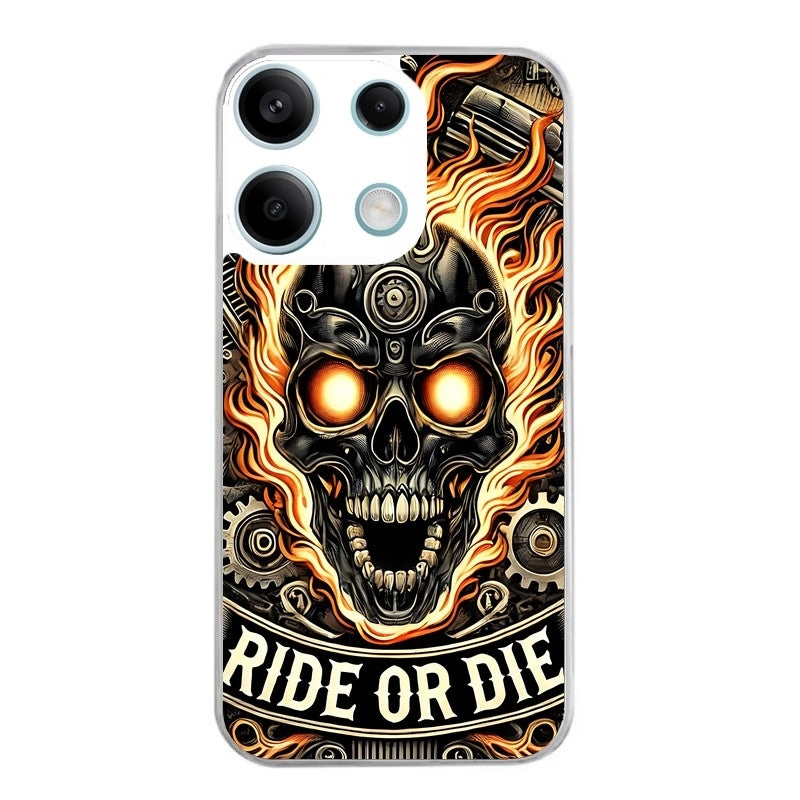 Coque taperso pour Redmi Note 13 4G 5G PRO avec motif tete de mort flamme protection antichoc personnalisée