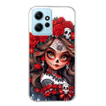 Coque taperso pour POCO X5 5G avec motif tete de mort calavera rouge protection antichoc personnalisée