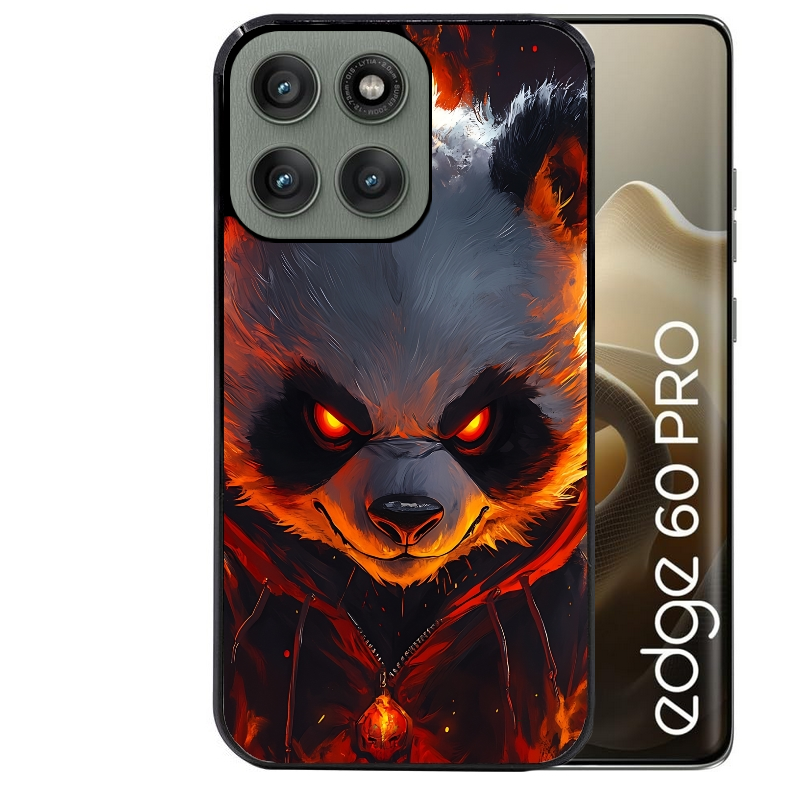 Coque noire taperso pour Moto Edge 60 et Neo Fusion Pro avec motif panda very angry protection antichoc personnalisée
