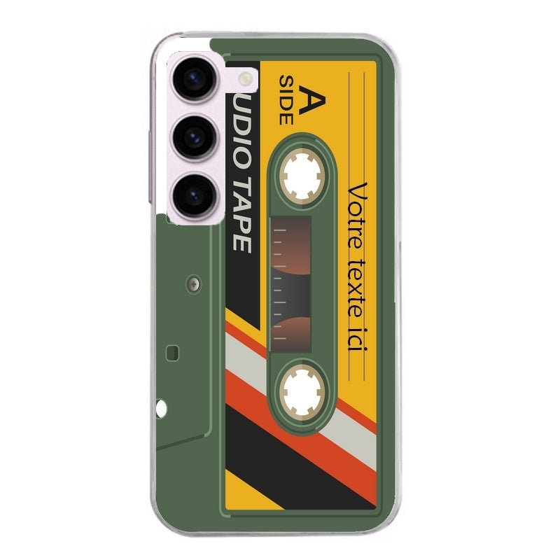 Coque taperso pour Galaxy A13 4G et 5G A23 A53 personnalisable avec motif cassette kaki protection antichoc personnalisée