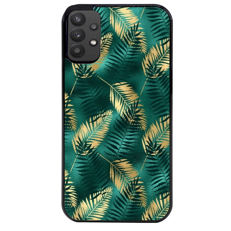 Coque noire taperso pour galaxy A22 A32 A52 A52S 4G 5G  avec motif palmier vert protection antichoc personnalisée