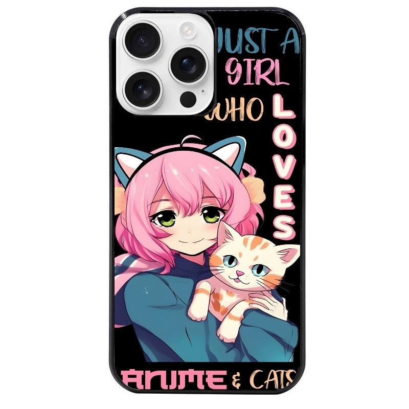 Coque noire taperso pour Iphone 16 16E PLUS MAX PRO avec motif anime et chat protection antichoc personnalisée