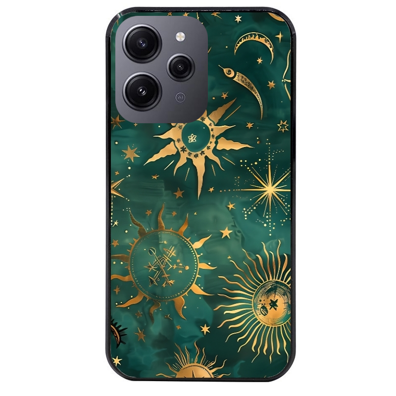 Coque noire taperso pour Redmi 12 4G et 5G avec motif lune et astro protection antichoc personnalisée