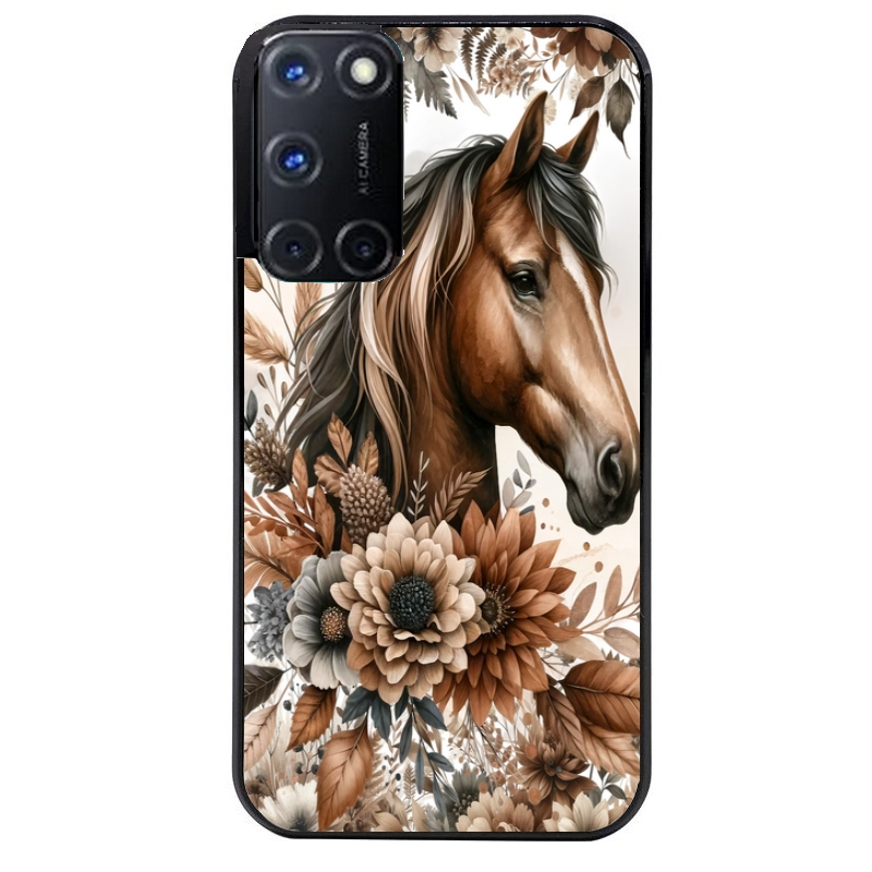 Coque noire taperso pour OPPO Reno 8 LITE avec motif cheval automne protection antichoc personnalisée