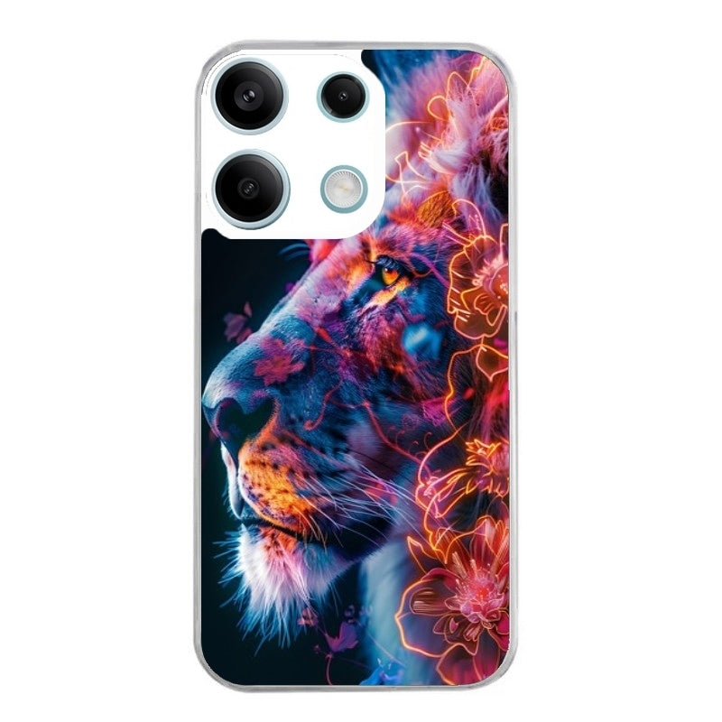 Coque taperso pour POCO X6 5G avec motif lion fluo protection antichoc personnalisée
