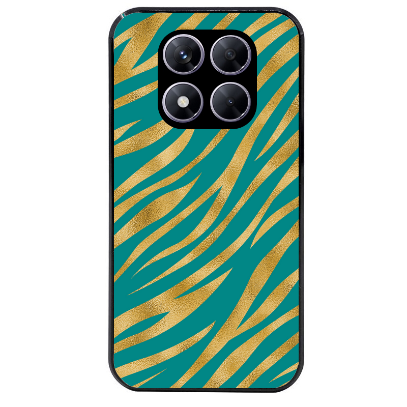 Coque noire taperso pour Redmi Note 14 et PRO PLUS 4G 5G avec motif zebre vert protection antichoc personnalisée