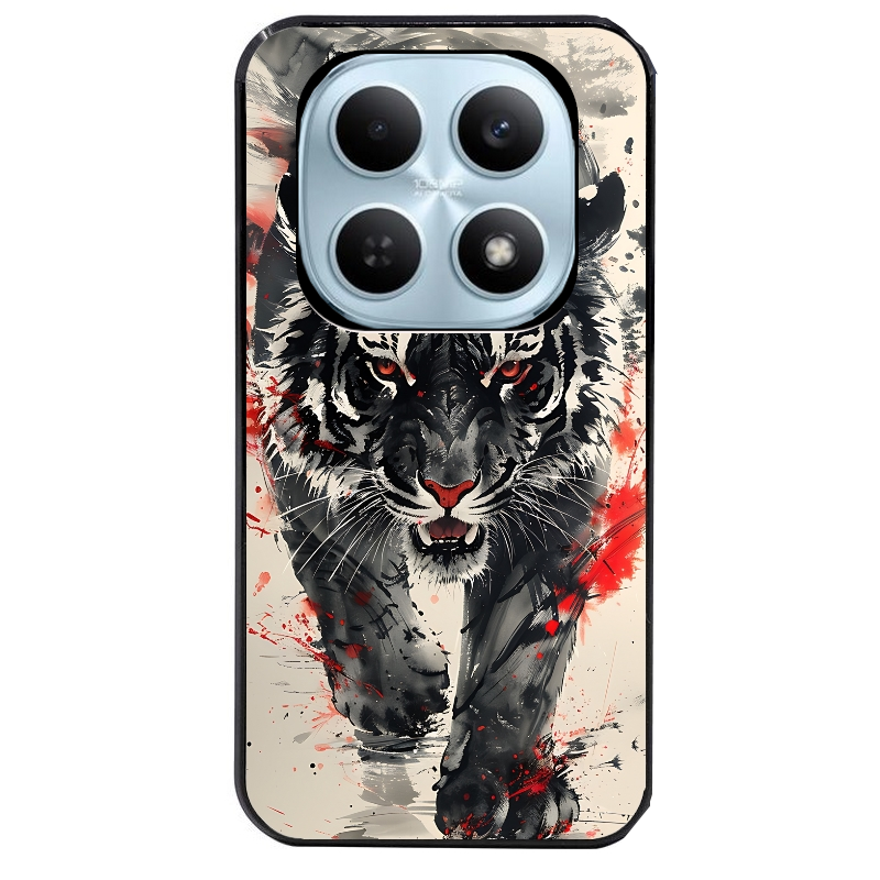 Coque noire taperso pour POCO M8 5G et PRO 5G avec motif tigre japan protection antichoc personnalisée
