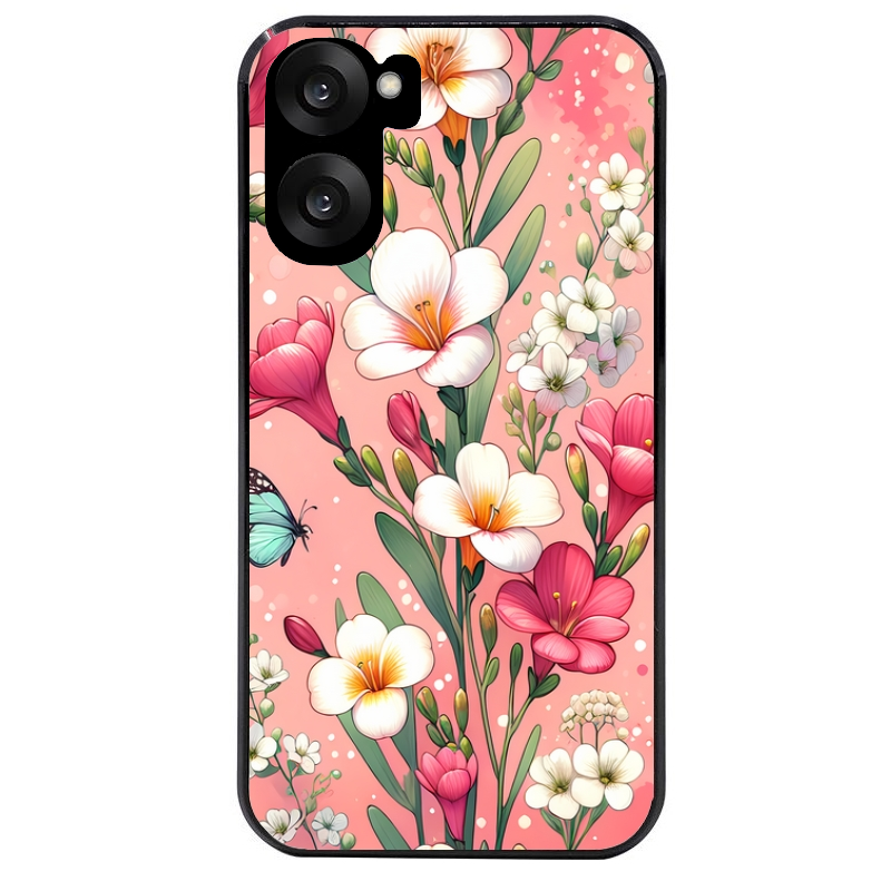 Coque noire taperso pour OnePlus Nord CE5 avec motif fleur rose protection antichoc personnalisée