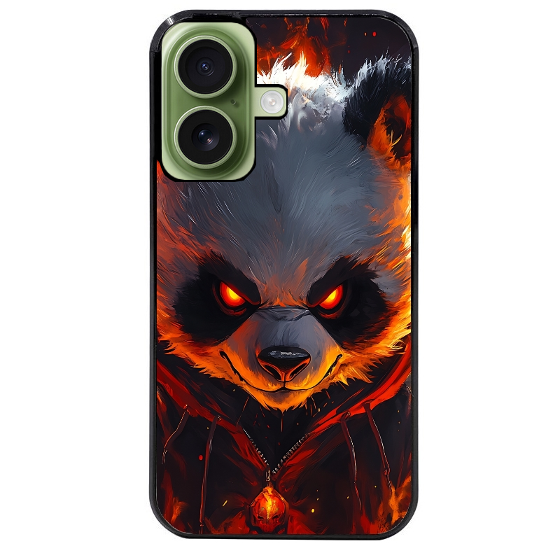 Coque noire taperso pour Iphone 16 16E PLUS MAX PRO avec motif panda very angry protection antichoc personnalisée