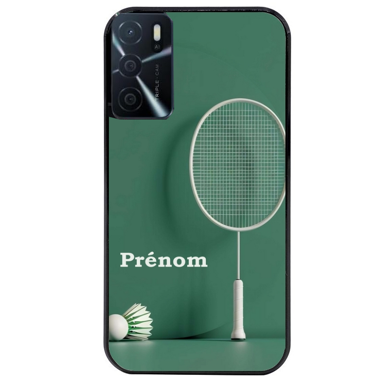 Coque noire taperso pour OPPO A16 et A16S avec motif badminton sport personnalise protection antichoc personnalisée