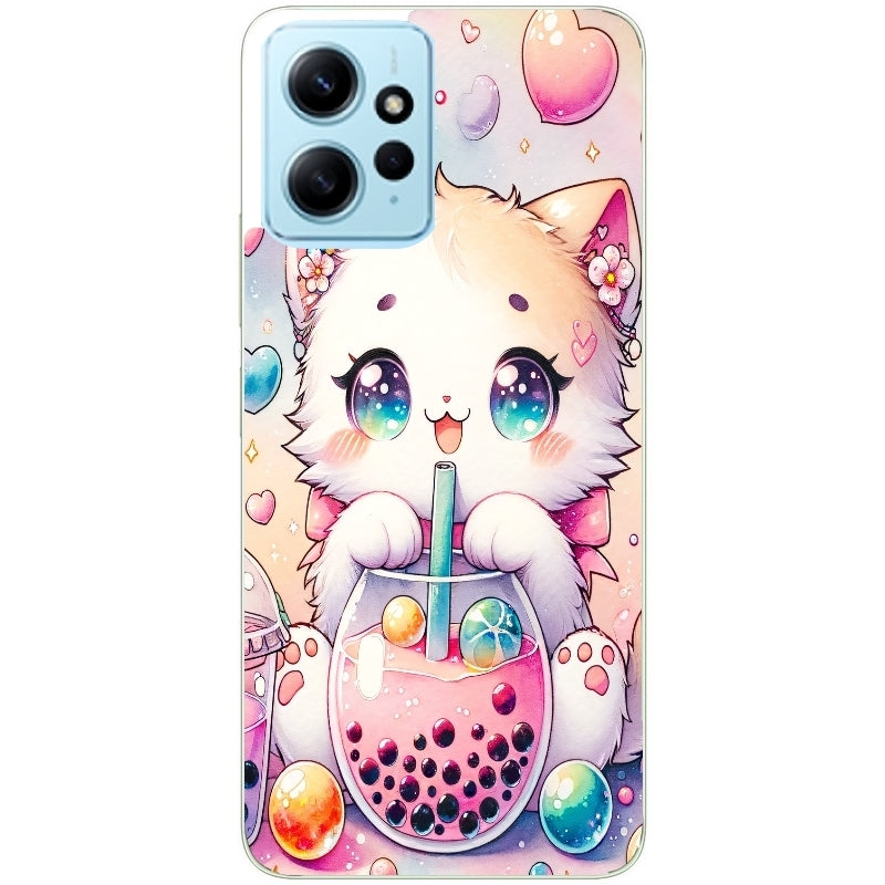 Coque taperso pour Redmi Note 12 4G 5G PRO 4G avec motif chat bubble style manga protection antichoc personnalisée