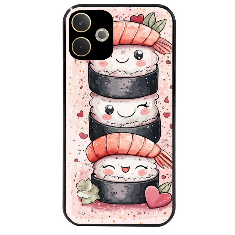 Coque noire taperso pour OPPO A5 PRO 4G et 5G avec motif sushi kawai anime protection antichoc personnalisée