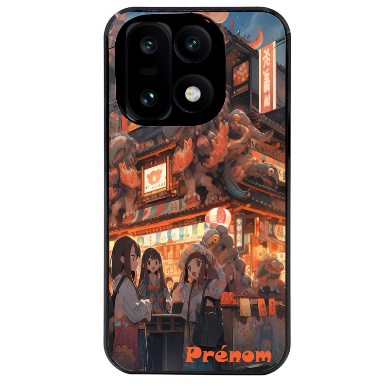 Coque noire taperso pour OnePlus 15 avec motif anime street japan personnalise protection antichoc personnalisée