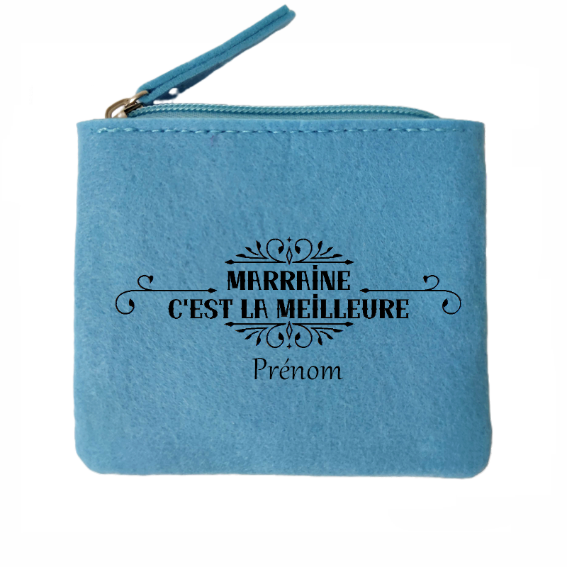 Porte monnaie personnalisé marraine meilleure en feutrine en feutrine