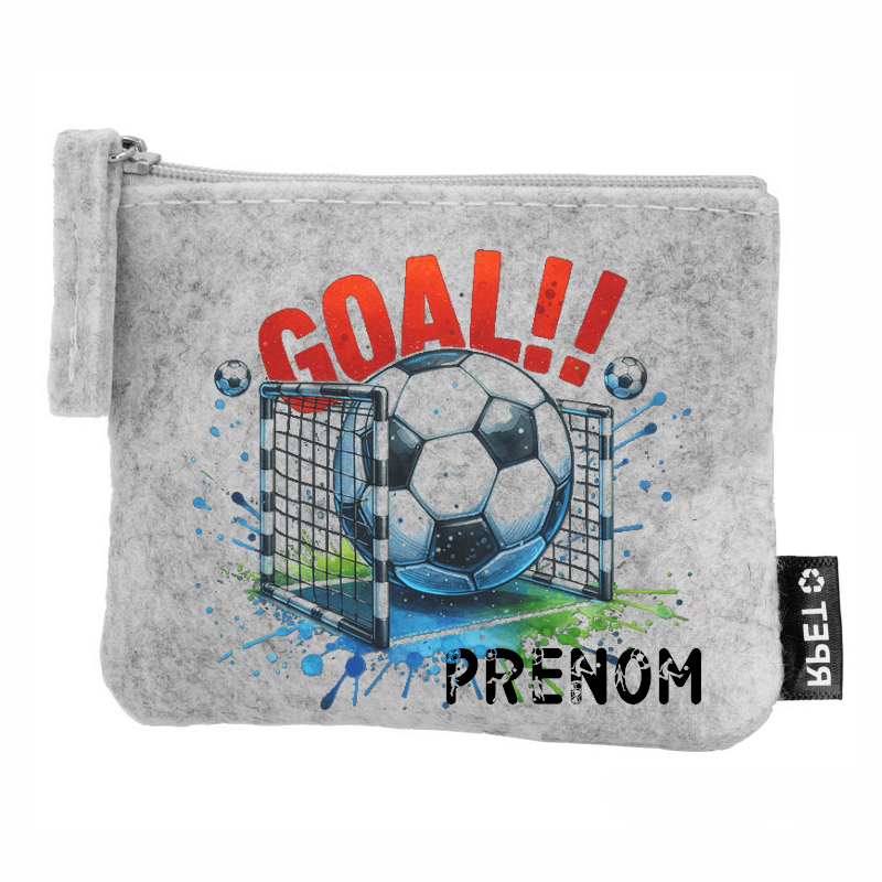 Porte monnaie personnalisé football goal en feutrine en feutrine