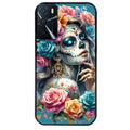 Coque noire taperso pour OPPO A16 et A16S avec motif tete de mort calavera bleu protection antichoc personnalisée