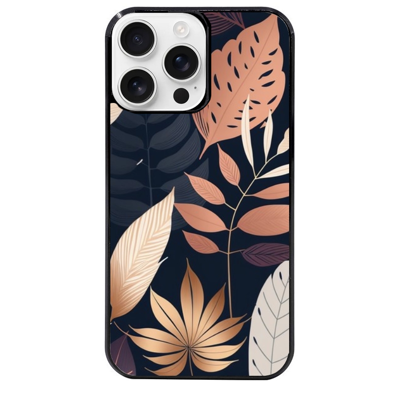 Coque noire taperso pour Iphone 16 16E PLUS MAX PRO avec motif jungle et feuilles protection antichoc personnalisée