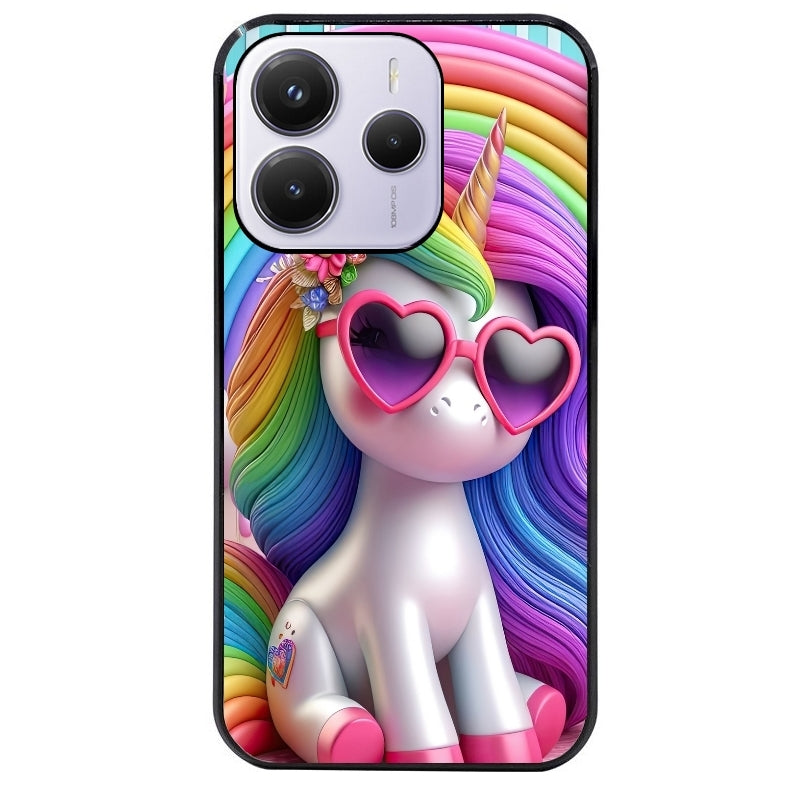 Coque noire taperso pour Redmi Note 14 et PRO PLUS 4G 5G avec motif licorne pop art protection antichoc personnalisée